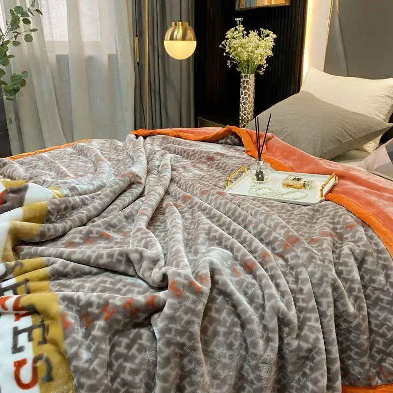 6.6lbs Chinese soft blanket weighted bed cover double layers velvet health care Christmas gift king size 78 x 90 in rectangle