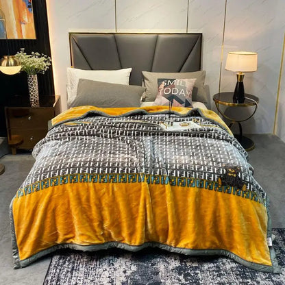 6.6lbs weighted blanket for summer thicker velvet warmful bed cover active printing made in China rectangle soft double layers