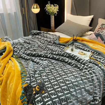 6.6lbs weighted blanket for summer thicker velvet warmful bed cover active printing made in China rectangle soft double layers