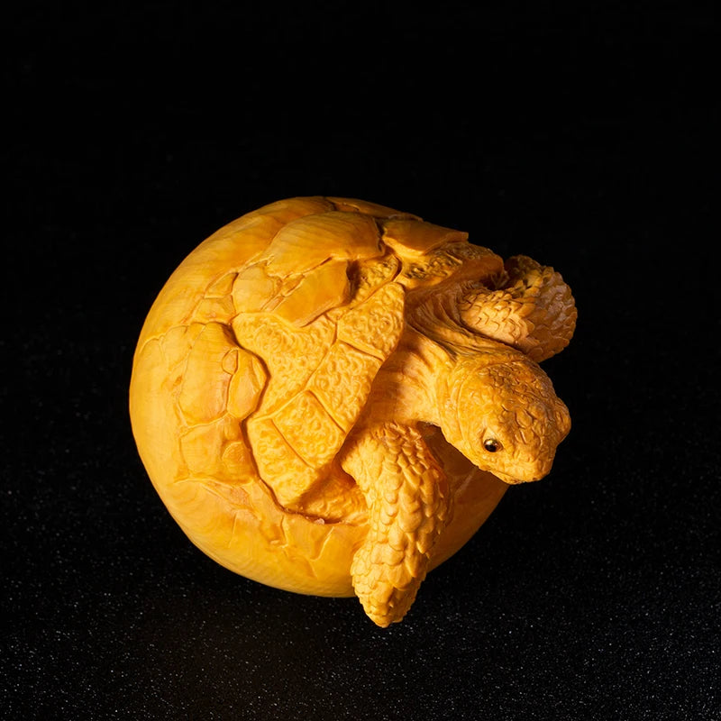 6/7CM Small New Born Turtle Wood Statue Mini Figurines Boxwood Carving Handmade Carved Feng Shui Lucky Home Ornaments