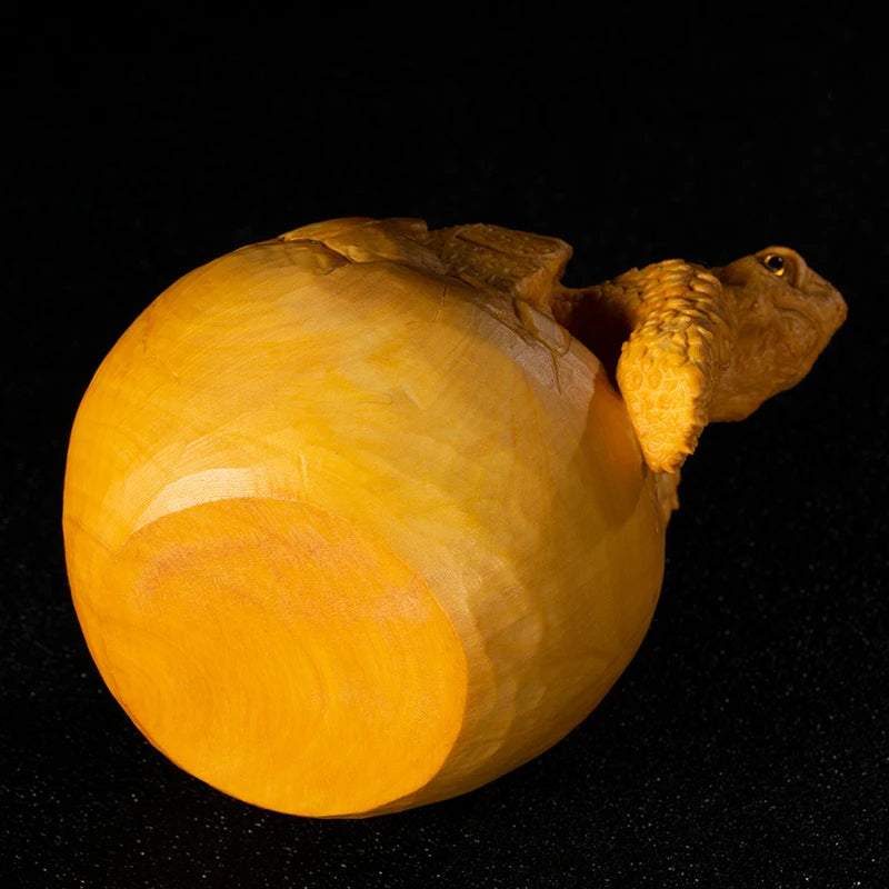 6/7CM Small New Born Turtle Wood Statue Mini Figurines Boxwood Carving Handmade Carved Feng Shui Lucky Home Ornaments