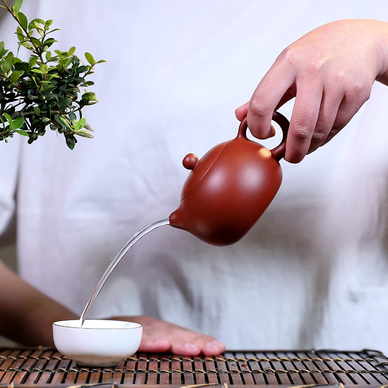 6.8oz true yixing zisha tea pot marked ball shaped infuser holes dahongpao clay xishi kungfu pot on sales free shipping