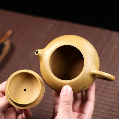6.8oz xishi pot handpainted bird branch spring scene marked duan clay original ore real yixing zisha teapot 7 infuser holes new
