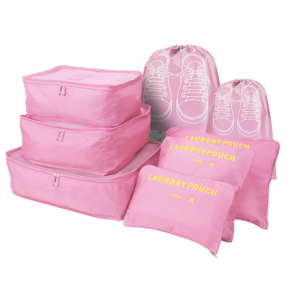 6/8pcs Travel Bag Organizer Clothes Luggage Travel Organizer Blanket Shoes Organizers Bag Suitcase Traveling Pouch Packing Cubes