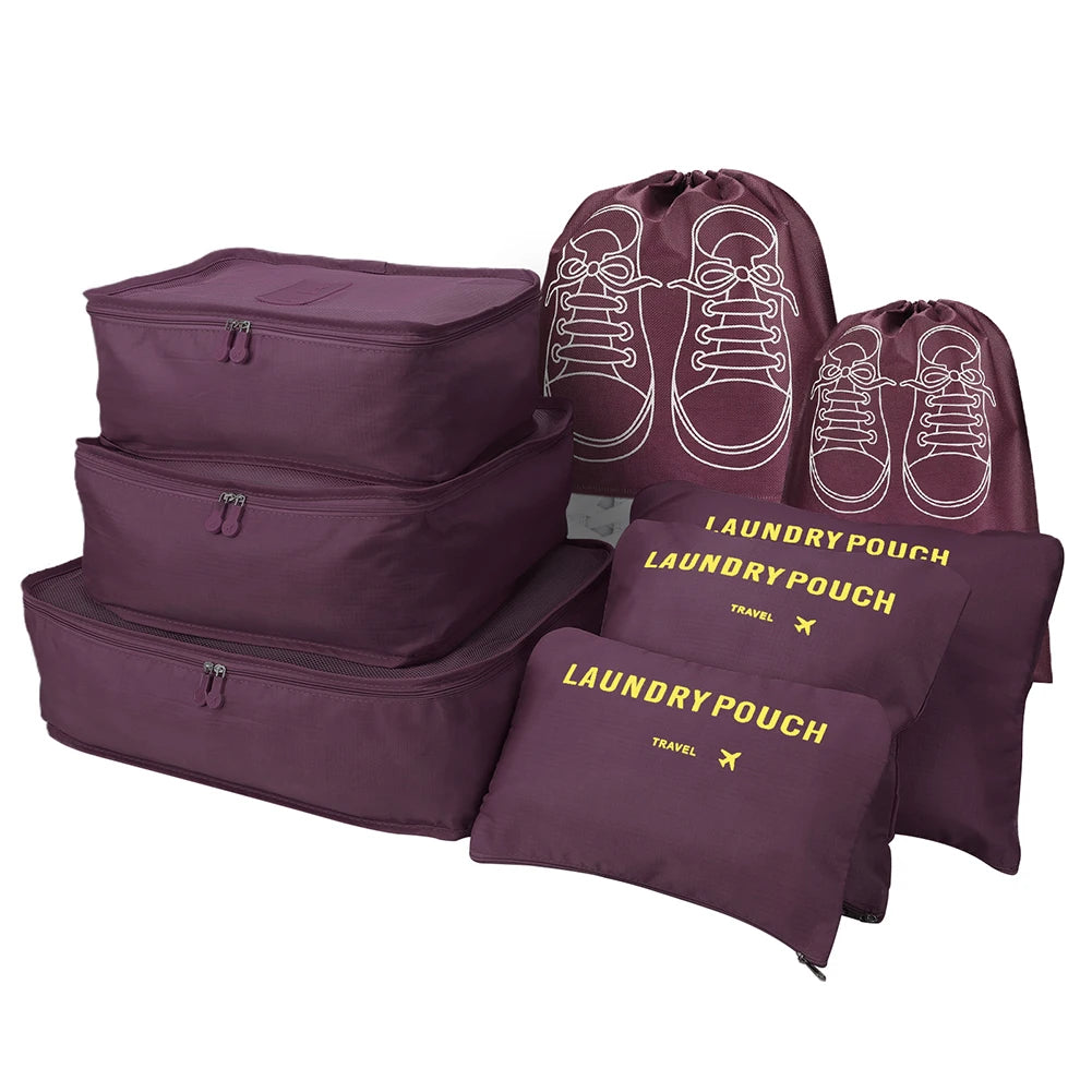 6/8pcs Travel Bag Organizer Clothes Luggage Travel Organizer Blanket Shoes Organizers Bag Suitcase Traveling Pouch Packing Cubes