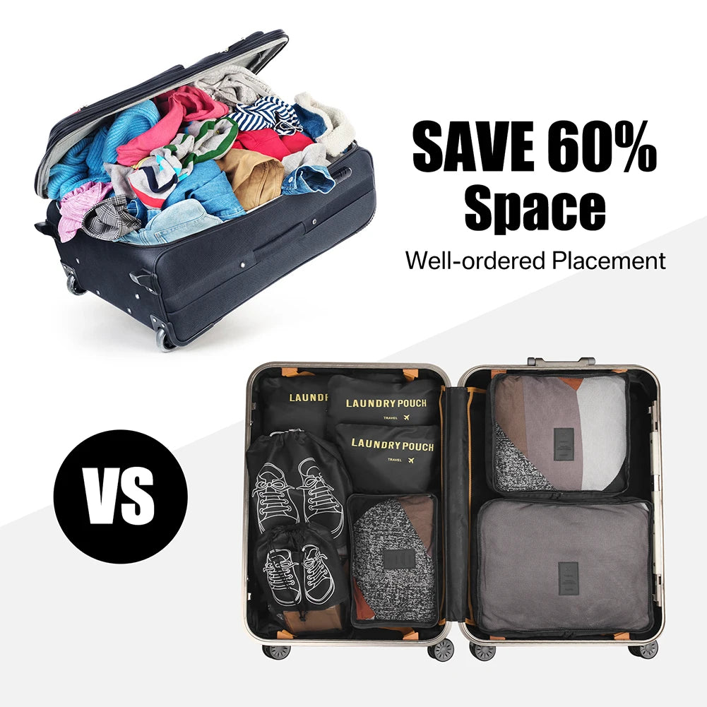 6/8pcs Travel Bag Organizer Clothes Luggage Travel Organizer Blanket Shoes Organizers Bag Suitcase Traveling Pouch Packing Cubes