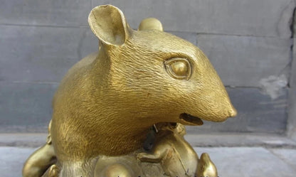 6 Chinese Brass Copper Feng Shui Auspicious Wealth YuanBao Zodiac Mouse Statue