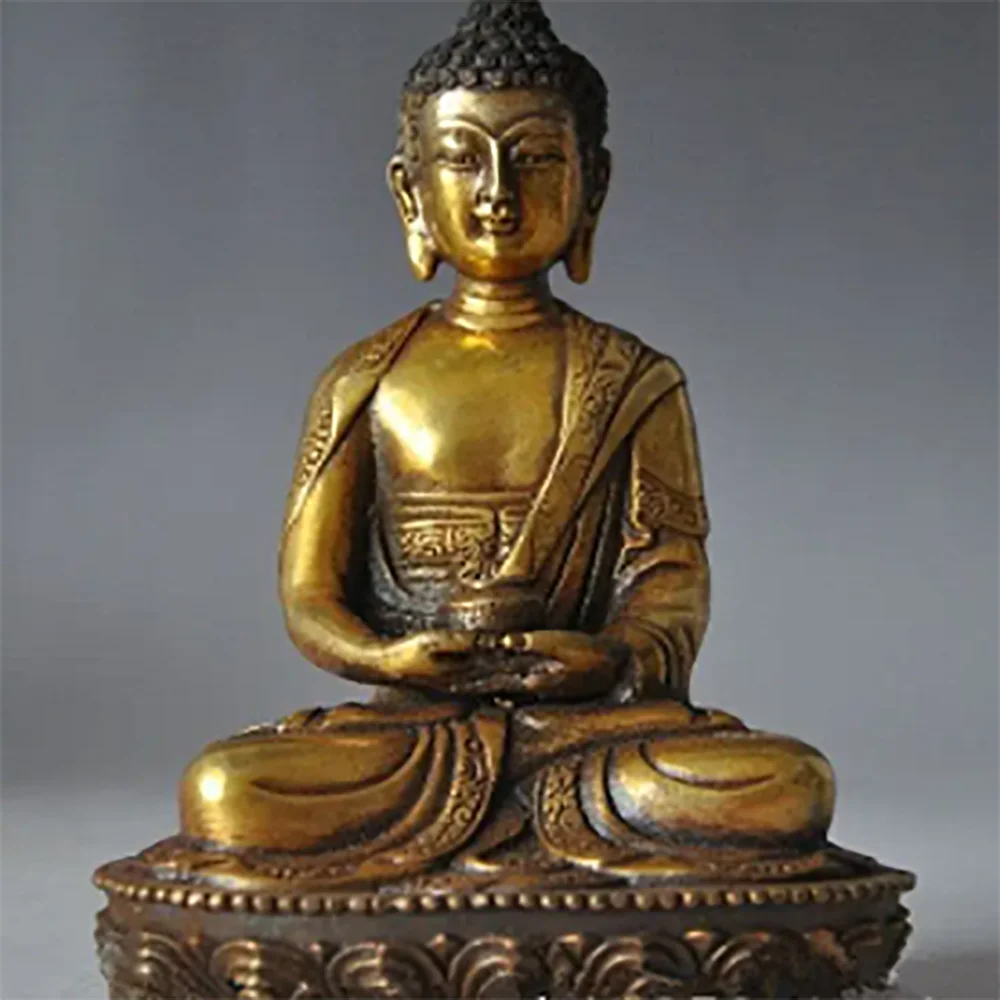 6"Chinese Tibet Buddhism Brass Bronze Sakyamuni Medicine Buddha 15cm Height Garden Decoration 100% real Brass Bronzeroom A