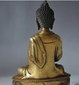 6"Chinese Tibet Buddhism Brass Bronze Sakyamuni Medicine Buddha 15cm Height Garden Decoration 100% real Brass Bronzeroom A