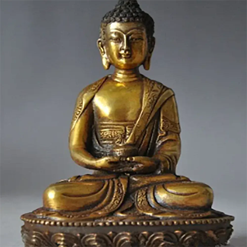 6"Chinese Tibet Buddhism Brass Bronze Sakyamuni Medicine Buddha 15cm Height Garden Decoration 100% real Brass Bronzeroom A