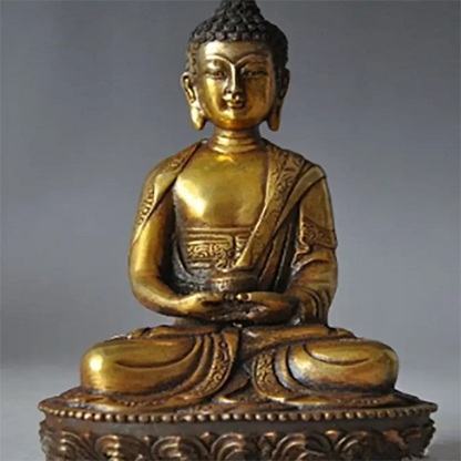 6"Chinese Tibet Buddhism Brass Bronze Sakyamuni Medicine Buddha 15cm Height Garden Decoration 100% real Brass Bronzeroom A