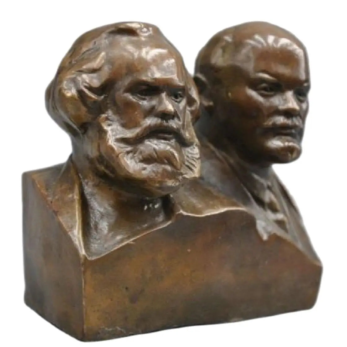 6'' Elaborate Great Communist Marx And Lenin Bust Bronze Statue sculpture 15cm