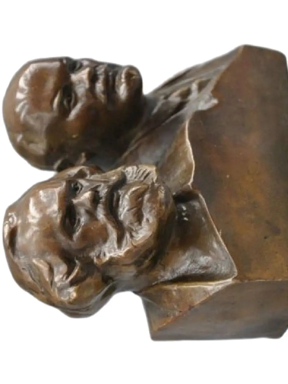 6'' Elaborate Great Communist Marx And Lenin Bust Bronze Statue sculpture 15cm
