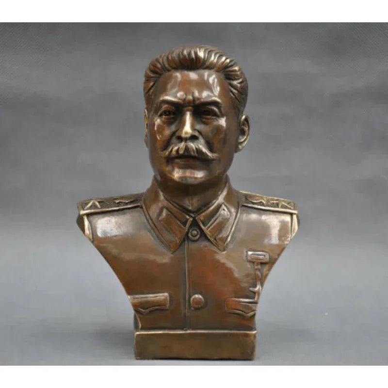 6'' Handcarved Russian Leader Joseph Stalin Bust Bronze Statue