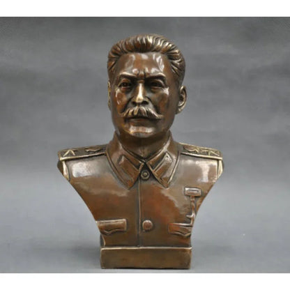 6'' Handcarved Russian Leader Joseph Stalin Bust Bronze Statue