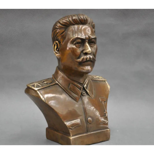 6'' Handcarved Russian Leader Joseph Stalin Bust Bronze Statue