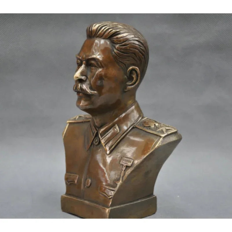 6'' Handcarved Russian Leader Joseph Stalin Bust Bronze Statue