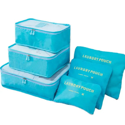 6 PCS Travel Storage Bag Set for Clothes Tidy Organizer Wardrobe Suitcase Pouch Travel Organizer Bag Case Shoes Packing Cube Bag