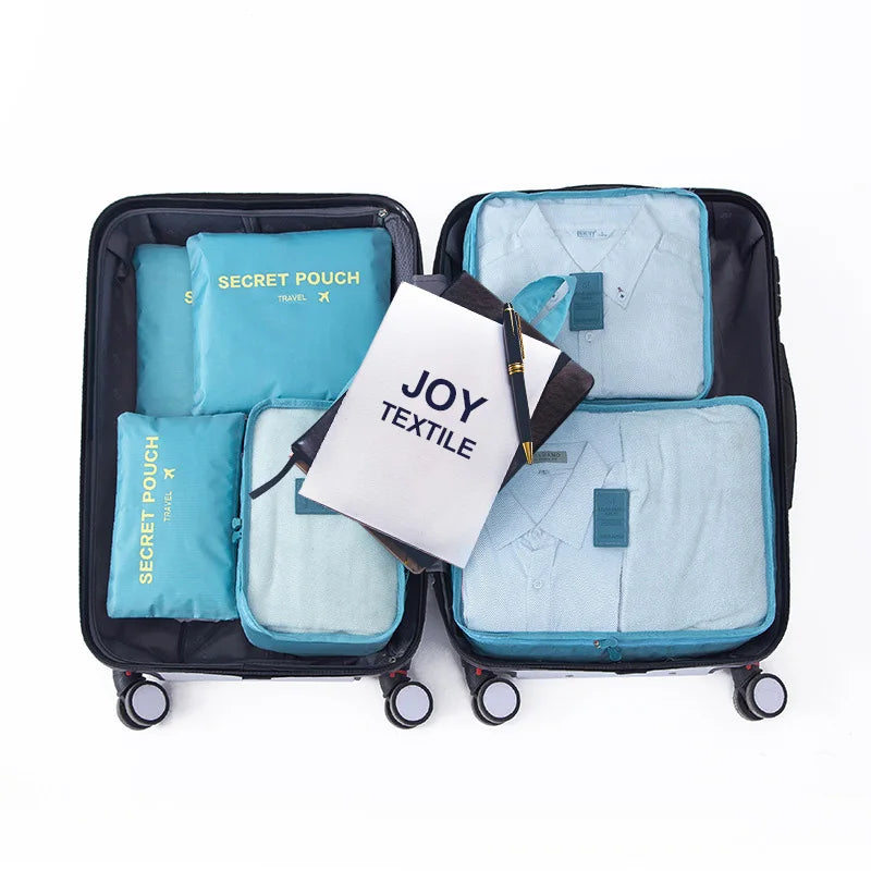 6 PCS Travel Storage Bag Set for Clothes Tidy Organizer Wardrobe Suitcase Pouch Travel Organizer Bag Case Shoes Packing Cube Bag