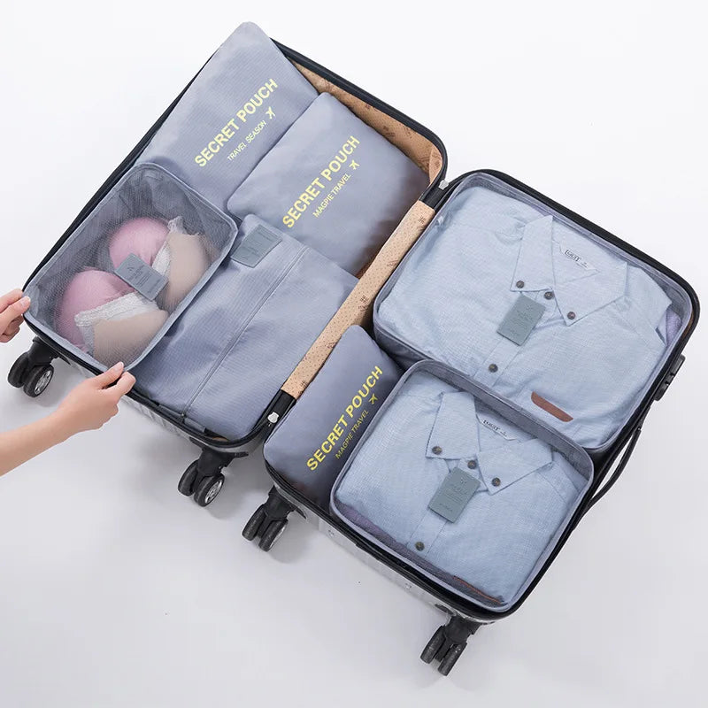 6 PCS Travel Storage Bag Set for Clothes Tidy Organizer Wardrobe Suitcase Pouch Travel Organizer Bag Case Shoes Packing Cube Bag