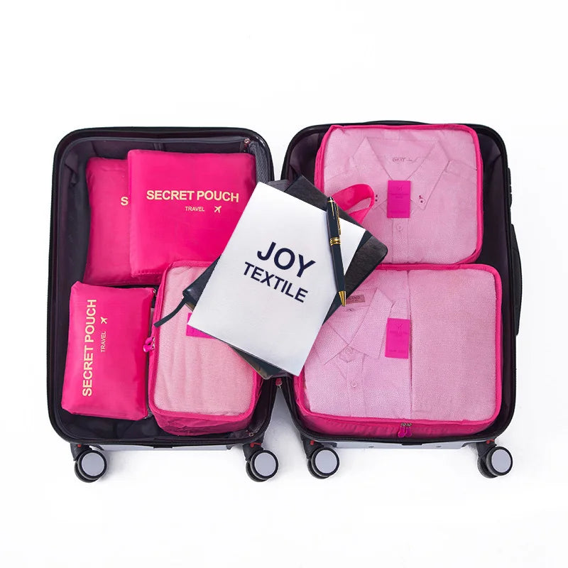 6 PCS Travel Storage Bag Set for Clothes Tidy Organizer Wardrobe Suitcase Pouch Travel Organizer Bag Case Shoes Packing Cube Bag