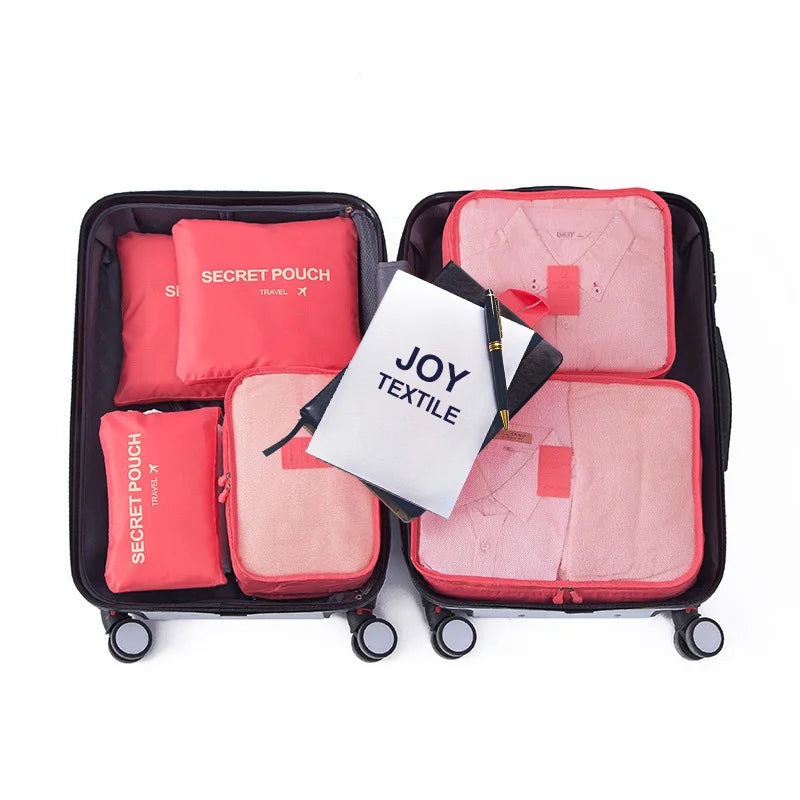 6 PCS Travel Storage Bag Set for Clothes Tidy Organizer Wardrobe Suitcase Pouch Travel Organizer Bag Case Shoes Packing Cube Bag
