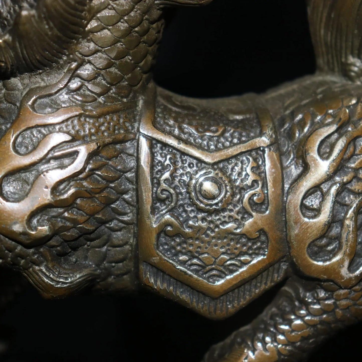 6"Tibetan Temple Collection Old Bronze Unicorn kylin Mythical Animals A pair Amass wealth Ornaments Town House Exorcism