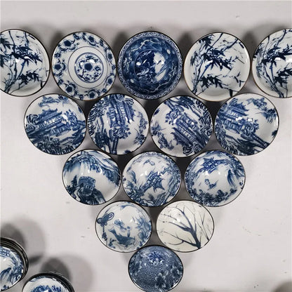 6 pcs/set Jingdezhen Ceramic teacup Blue and white porcelain Tea bowl Hand-painted Cone Teacup Chinese Tea set Accessories