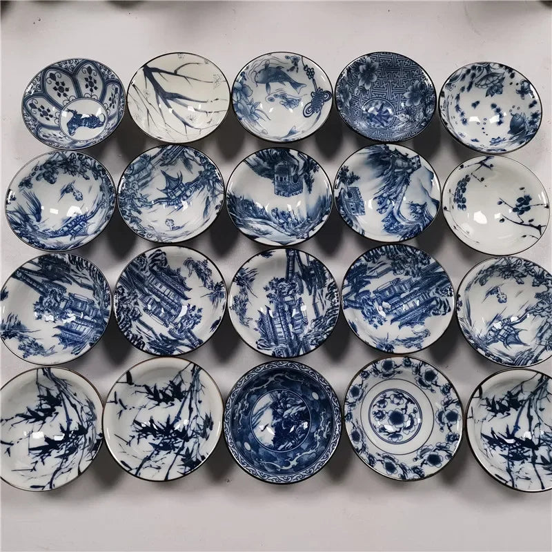 6 pcs/set Jingdezhen Ceramic teacup Blue and white porcelain Tea bowl Hand-painted Cone Teacup Chinese Tea set Accessories