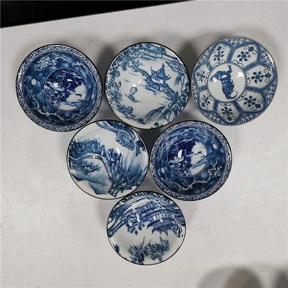 6 pcs/set Jingdezhen Ceramic teacup Blue and white porcelain Tea bowl Hand-painted Cone Teacup Chinese Tea set Accessories