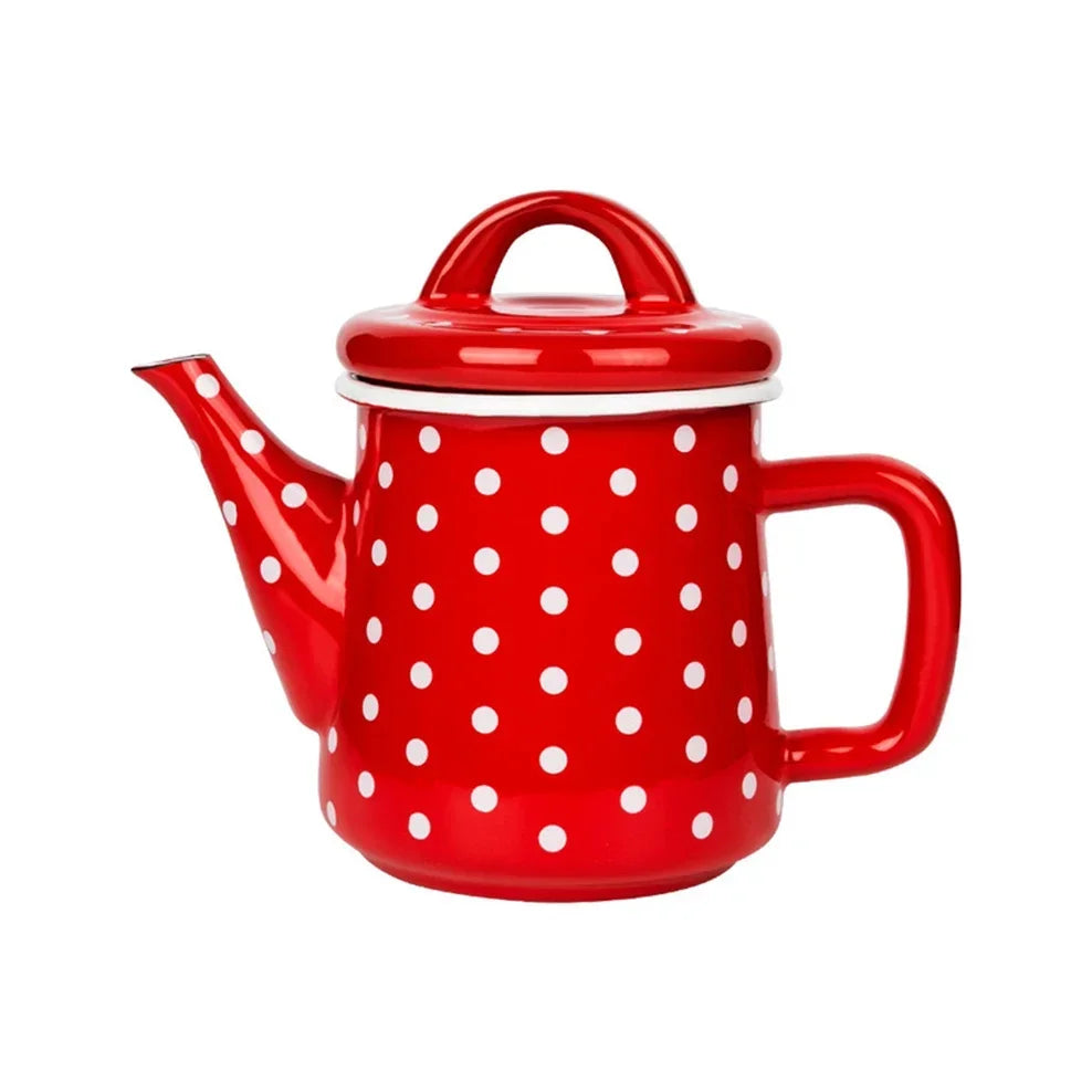 600ML Enamel Coffee Pot Japanese Style Thick Enamel Teapot Oil Can Induction Cooker Gas Stove Universal Boil Water Pot