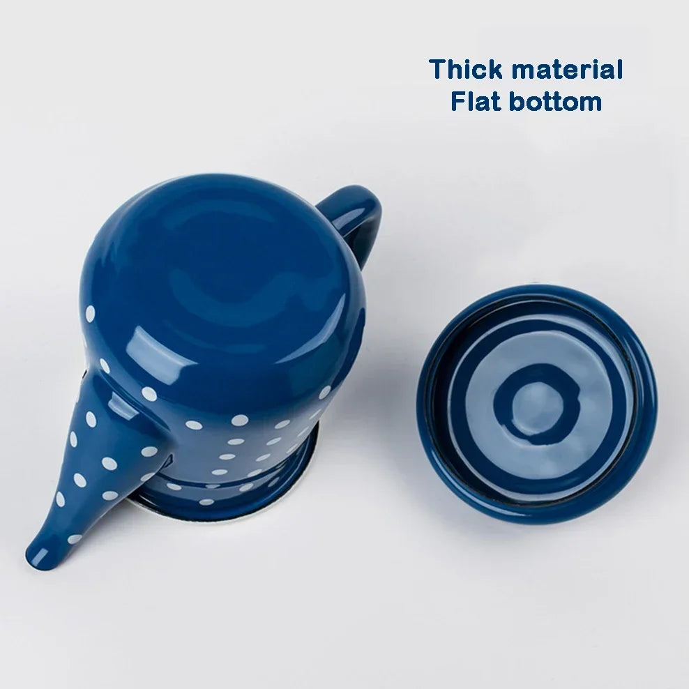 600ML Enamel Coffee Pot Japanese Style Thick Enamel Teapot Oil Can Induction Cooker Gas Stove Universal Boil Water Pot