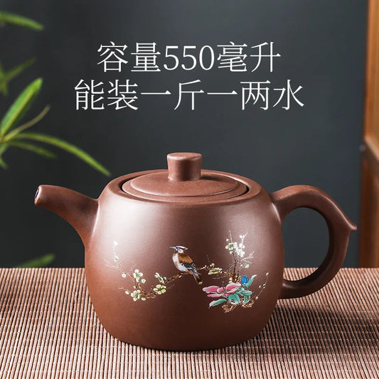 600cc Yixing Purple Clay Handmade Tea Set Filter Teapot Beauty Kettle Raw ore Mud Tea Set Drinkware Suit for Green Tea Dark