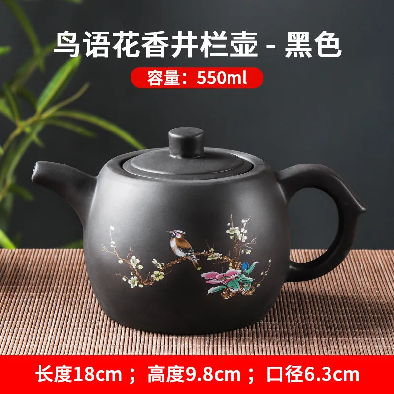 600cc Yixing Purple Clay Handmade Tea Set Filter Teapot Beauty Kettle Raw ore Mud Tea Set Drinkware Suit for Green Tea Dark