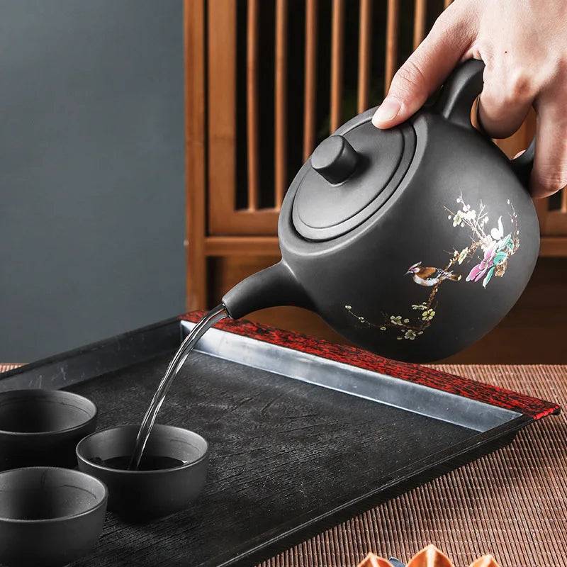 600cc Yixing Purple Clay Handmade Tea Set Filter Teapot Beauty Kettle Raw ore Mud Tea Set Drinkware Suit for Green Tea Dark