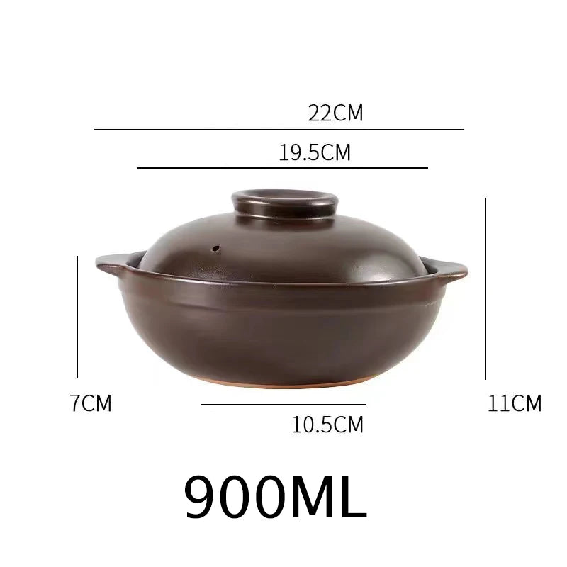 600ml 900ml Casserole Pottery Soup Pot Steamed Rice Braised Chicken Rice Heat Resistant Pot Claypot Gas Claypot Cooking Supplies