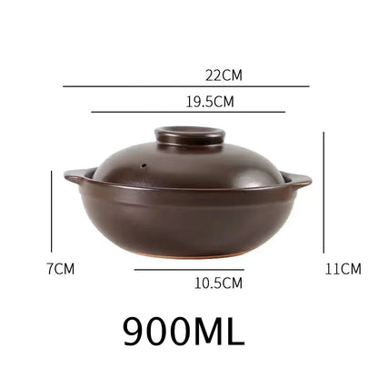 600ml 900ml Casserole Pottery Soup Pot Steamed Rice Braised Chicken Rice Heat Resistant Pot Claypot Gas Claypot Cooking Supplies