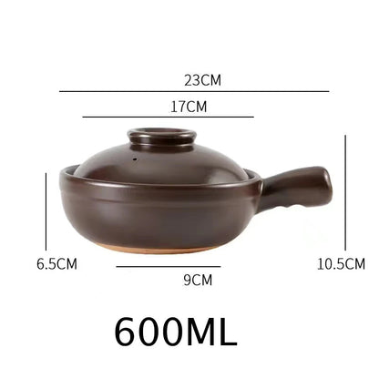600ml 900ml Casserole Pottery Soup Pot Steamed Rice Braised Chicken Rice Heat Resistant Pot Claypot Gas Claypot Cooking Supplies