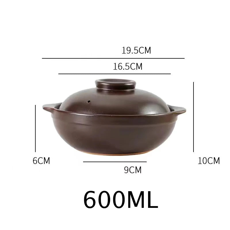 600ml 900ml Casserole Pottery Soup Pot Steamed Rice Braised Chicken Rice Heat Resistant Pot Claypot Gas Claypot Cooking Supplies