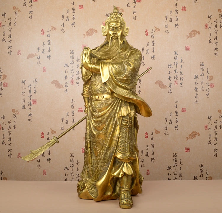 60CM LARGE # home office company efficacious Money drawing booming # Martial god of wealth guan gong Guandi  BRASS statue