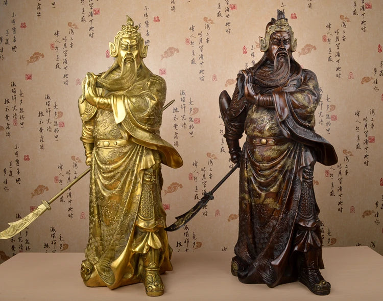 60CM LARGE # home office company efficacious Money drawing booming # Martial god of wealth guan gong Guandi  BRASS statue