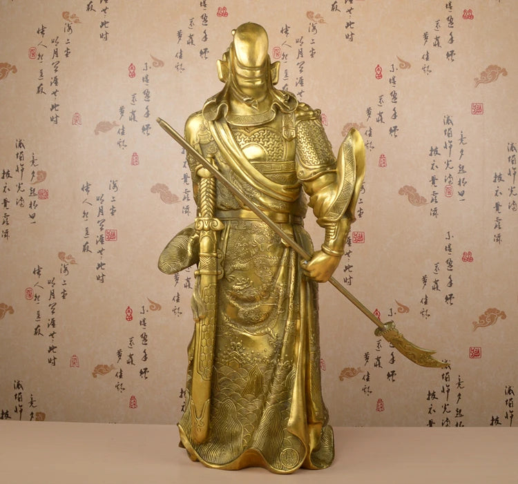 60CM LARGE # home office company efficacious Money drawing booming # Martial god of wealth guan gong Guandi  BRASS statue