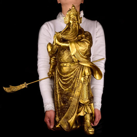 60CM # SHOP Store company home efficacious Talisman Protection-Money Drawing Martial god of wealth GUAN GONG Guandi BRASS statue