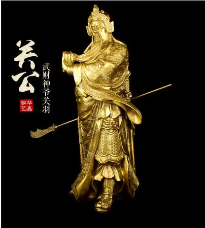 60CM # SHOP Store company home efficacious Talisman Protection-Money Drawing Martial god of wealth GUAN GONG Guandi BRASS statue