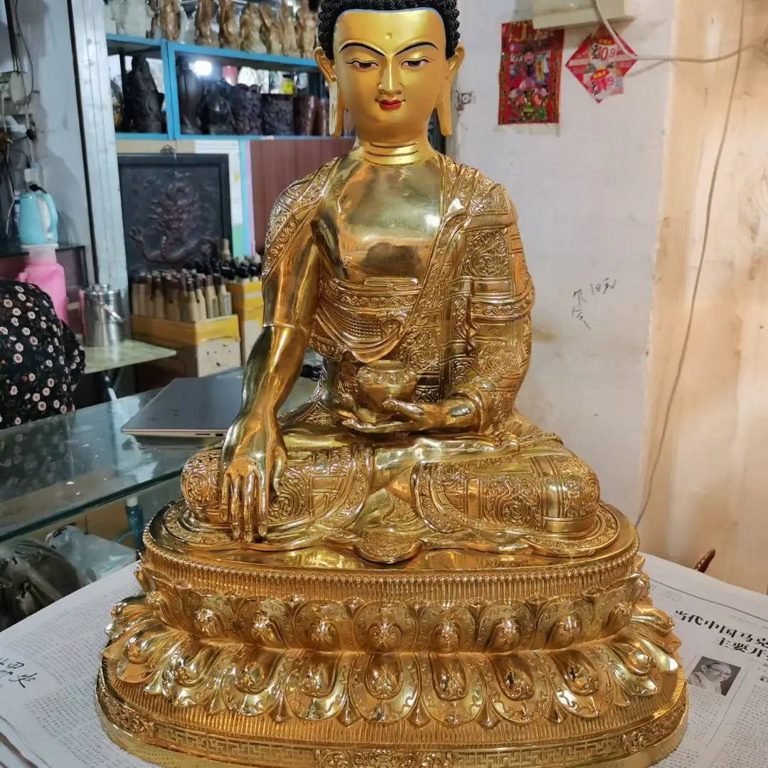 60CM large Huge Asia Buddhism home temple family brass gilding Sakyamuni Amitabha Buddha statue bless Safety Health good luck