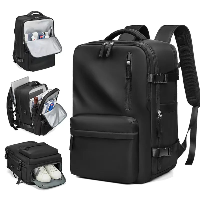 60L Airback Vacuum Compression Travel Backpack Man Waterproof Business Expandable Backpack Outdoor College Laptop Bag Anti Theft