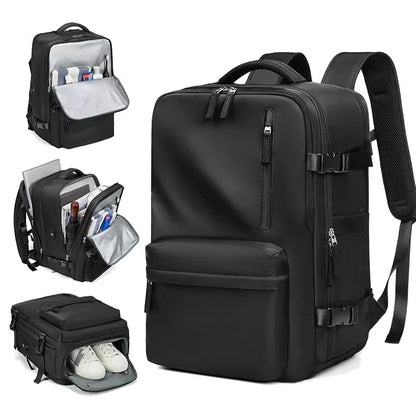 60L Airback Vacuum Compression Travel Backpack Man Waterproof Business Expandable Backpack Outdoor College Laptop Bag Anti Theft