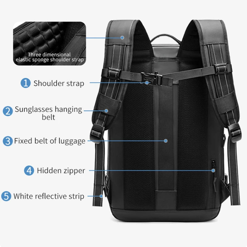 60L Airback Vacuum Compression Travel Backpack Man Waterproof Business Expandable Backpack Outdoor College Laptop Bag Anti Theft