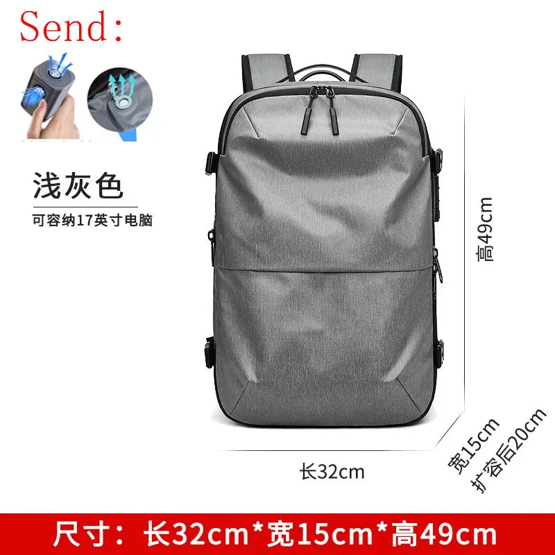 60L Airback Vacuum Compression Travel Backpack Man Waterproof Business Expandable Backpack Outdoor College Laptop Bag Anti Theft