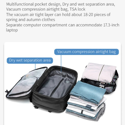 60L Airback Vacuum Compression Travel Backpack Man Waterproof Business Expandable Backpack Outdoor College Laptop Bag Anti Theft